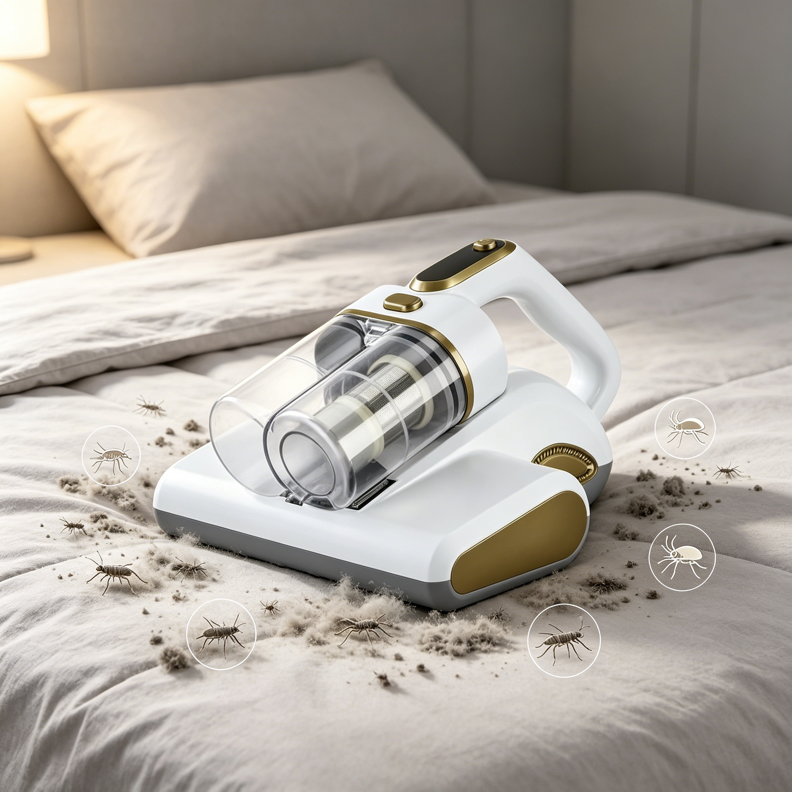 H7ed1fad071024be4ae549590a2a308e01 Advanced UV Hot Air Bedding Vacuum Cleaner 450W Ultrasonic Dust Mite Removal Device for Hygiene Control - Image 1