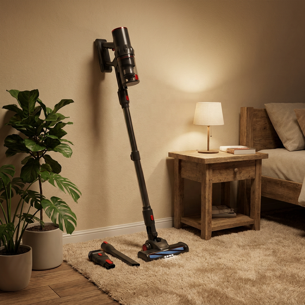 He94456220d9340a784209deaed0743ado Rechargeable Lightweight 10KPA Strong Suction Multi-Functional Vertical Cyclone Handheld Cordless Household Vacuum Cleaner - Image 1